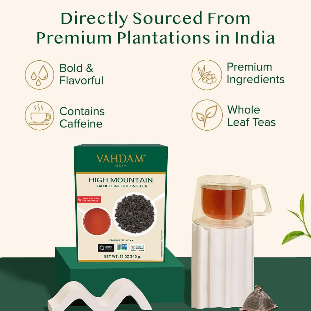 Vahdam, High Mountain Oolong Tea Leaves From Himalayas - 340G/12Oz (170 Cups) High Elevation Grown | Vacuum Sealed | Brew Hot, I