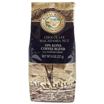 Royal Kona Coffee - Medium Roast Ground Coffee, Chocolate Macadamia Flavor, 8 Ounce