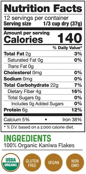 Herbazest Kaniwa Flakes Organic - 1 Lb - Usda Certified, Vegan & Gluten Free Superfood - Convenient & Good Source Of Complete Pr