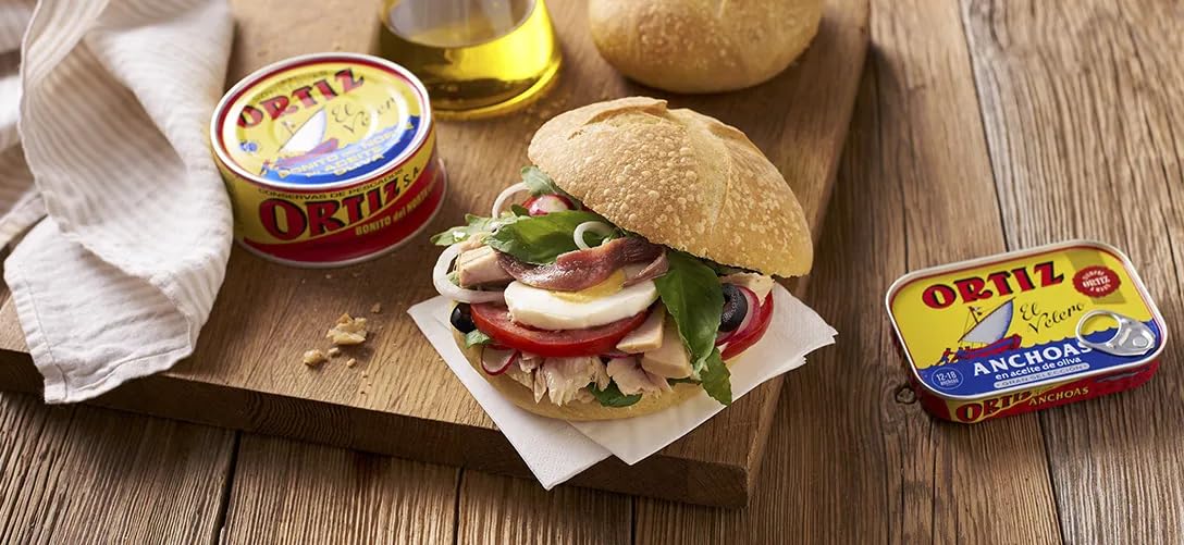 Ortiz Tuna in Olive Oil, 3.95oz Tin, Bulk Pack of 12 | Premium White Tuna, Rich Flavor, Perfect for Salads and Sandwiches