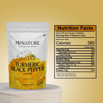 mi nature Turmeric Black Pepper Powder, Vegan, Gluten-Free, Non-GMO, 227g (8 oz) - Curcuma Longa & Piper Nigrum Spice Blend