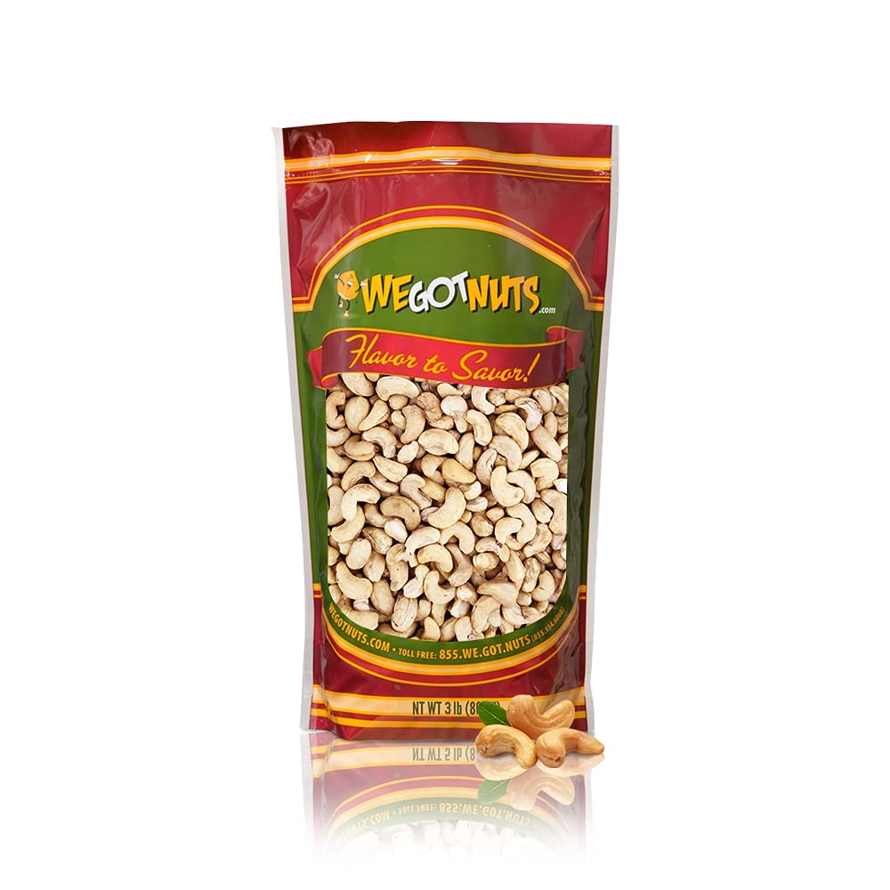 Raw Whole Unsalted Cashews - Premium Quality Kosher Raw Cashews By We Got Nuts - Oil-Free Natural, Healthy & Diet-Friendly Snack