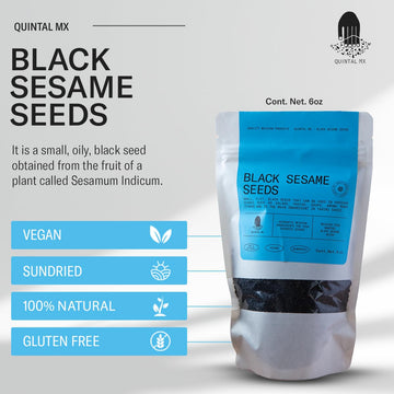 Quintal Mx Premium Quality Black Sesame Seeds - 100% Natural Mexican Sourced Sesame Seeds Whole - Ajonjoli Negro - Gluten Free -