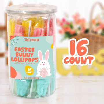 Easter Bunny Lollipops In Bulk For School And Party Favor Bag Fillers And Great For Kids Easter Basket Stuffers - Bulk Easter Candy Individually Wrapped Lollipops In Assorted Flavors, 16 Pack