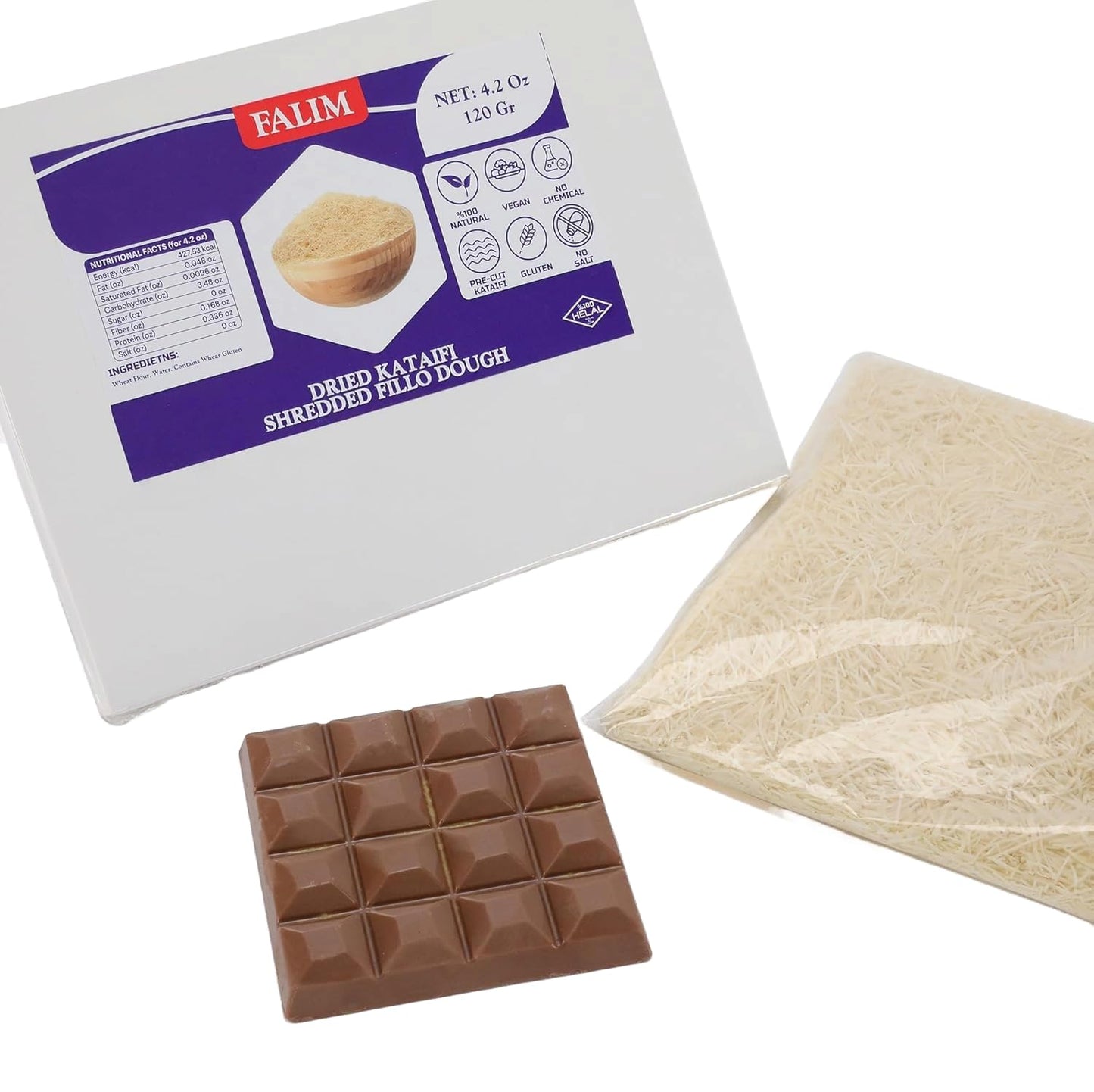 Kataifi Shredded Fillo Dough 4.2 Oz (120 G.) For Dubai Chocolate Bar Pistachio - Kadayif For Knafeh Pistachio Chocolate Bar Past