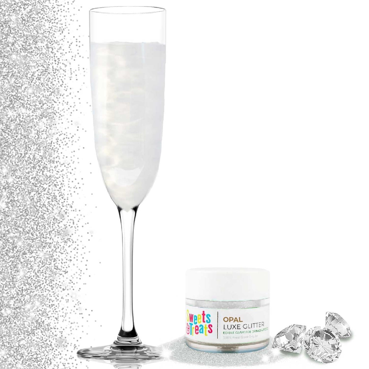 Sweets & Treats Boutique Edible Glitter for Cakes & Drinks, Opal White