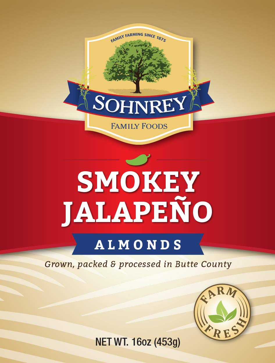 Sohnrey Family Foods Smokey Jalapeno Spicy Almonds Roasted Snack Nuts 16 oz