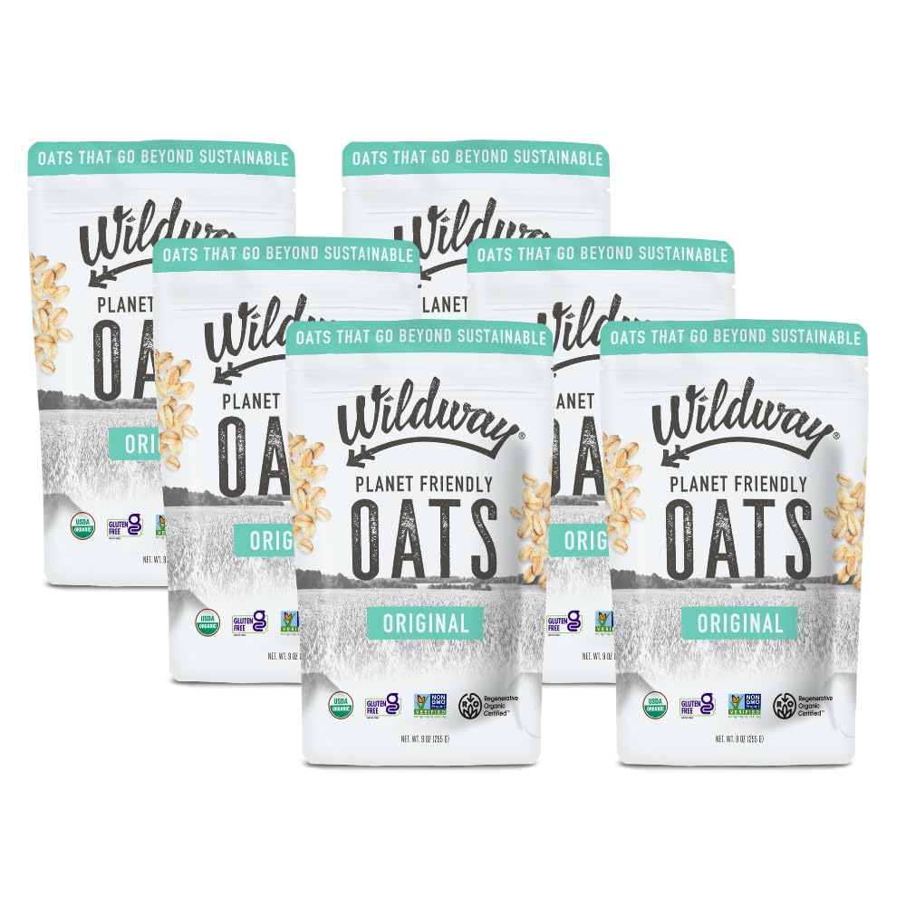 Wildway Organic Rolled Oats, Overnight Oats | Glyphosate-Free, Gluten-Free Oatmeal | Non-Gmo, Plant-Based Protein | Regenerative
