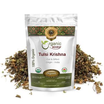 Organic Way Tulsi/Holy Basil (Krishna) Cut & Sifted (Ocimum Tenuiflorum) - Herbal Tea | Organic & Kosher Certified | Raw, Vegan,