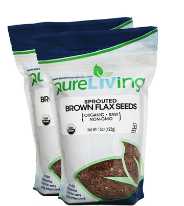 Pure Living Sprouted Brown Flax Seeds, 2 Packs -15 Ounce Each