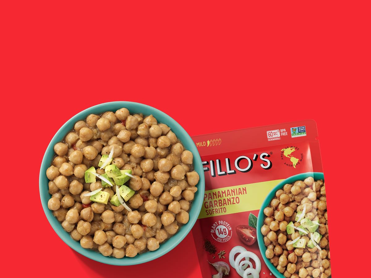 Fillo'S Panamanian Garbanzo Beans, Ready To Eat Beans, 10 Oz Pk Of 6, Gluten-Free, Preservative-Free, Microwavable Meals, Non-Gm