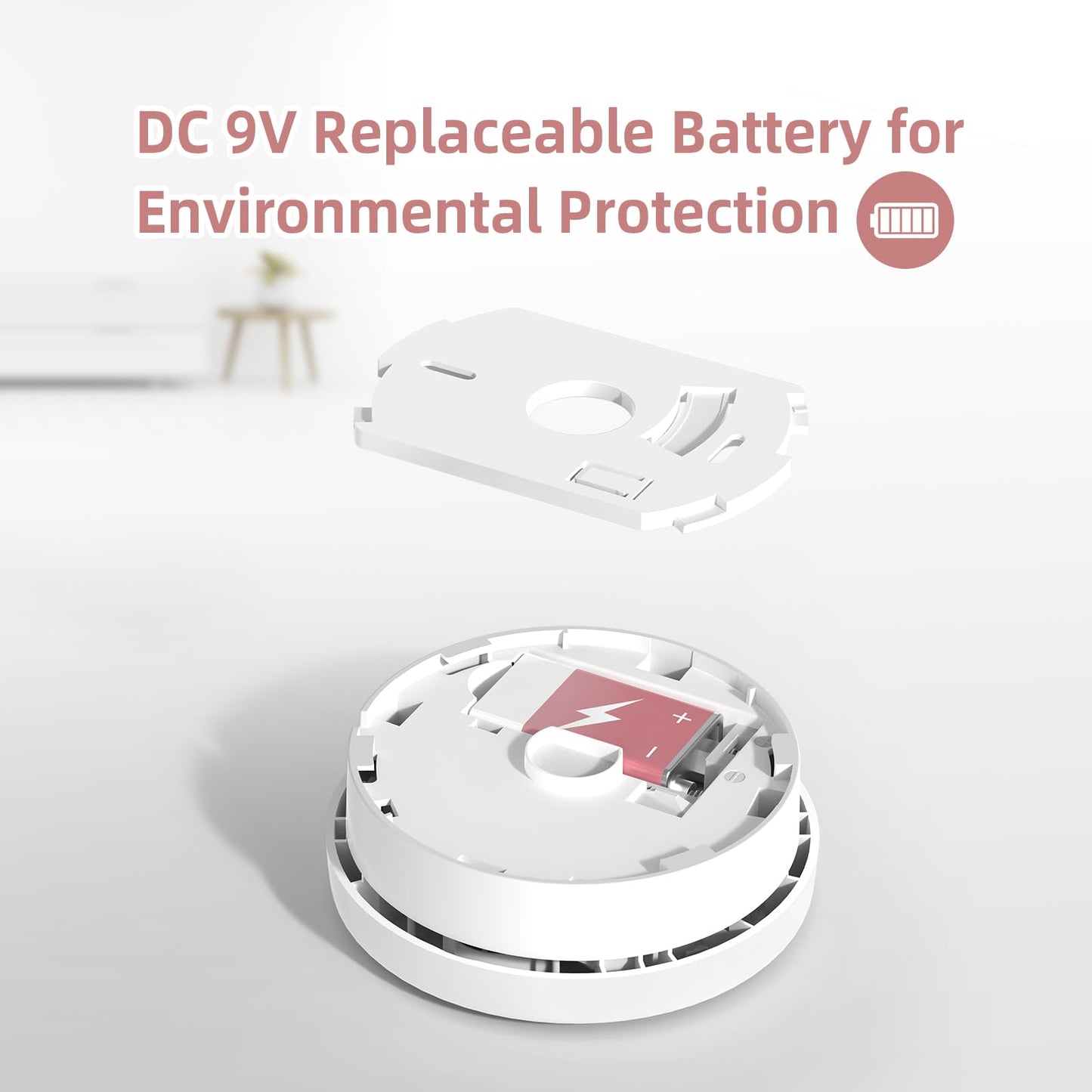 Putogesafe Fire Alarms Smoke Detectors, Battery Operated, Photoelectric Technology, Test Button & Low Battery Signal, 1 Pack, White