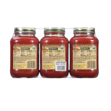 CLASSICO Organic Pasta Sauce, 3-Pack of 32 oz Jars, 2 lb Total Weight, Non-GMO, Gluten-Free
