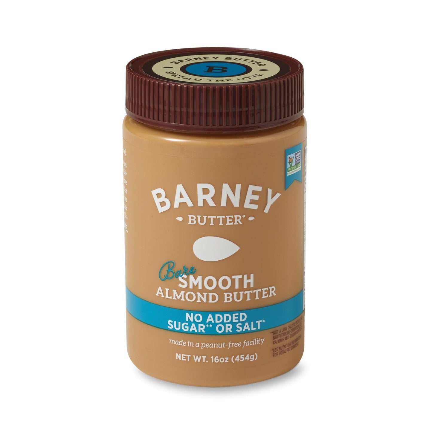 BARNEY Almond Butter, Bare Smooth, No Stir, No Sugar, No Salt, Non-GMO, Skin-Free, Paleo, KETO, 16 Ounce