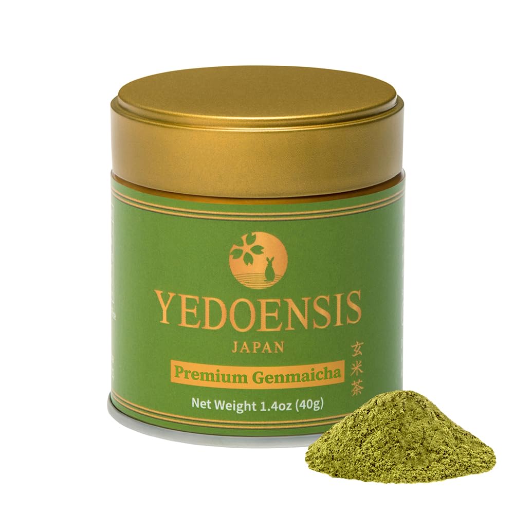 Yedoensis Top-Grade Genmaicha - Organic Authentic Japanese Green Tea With Roasted Brown Rice Genmaicha Powder (40G)