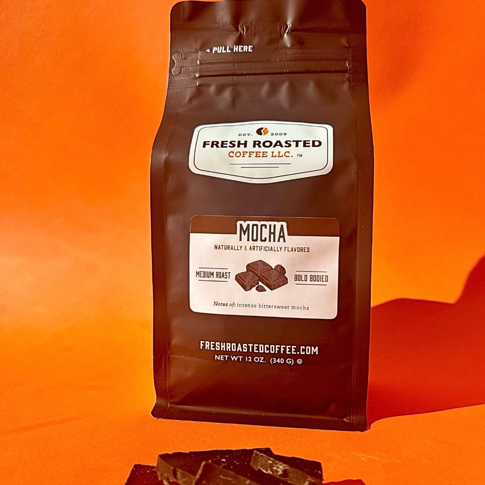 Fresh Roasted Coffee, Mocha Flavored Coffee, 5 Lb (80 Oz), Medium Roast, Kosher, Ground