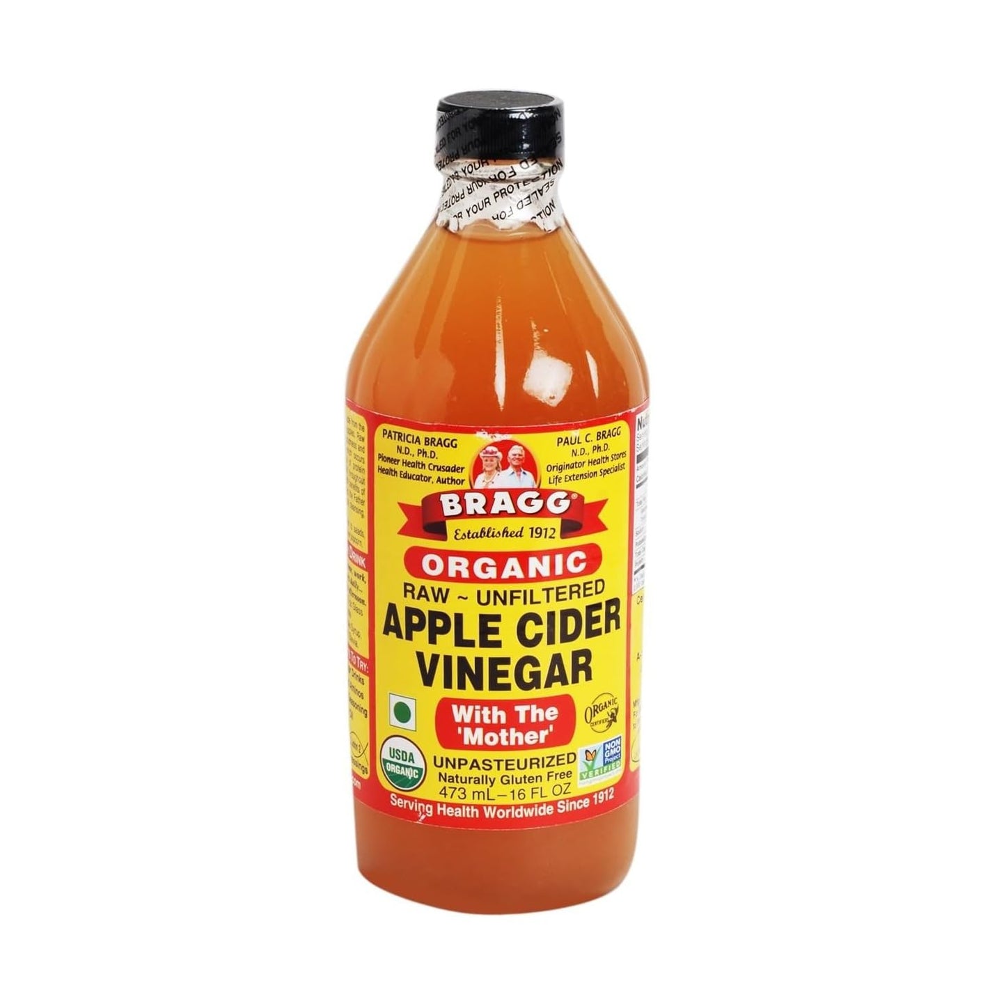 Bragg Organic Raw Apple Cider Vinegar with The Mother, 16 Fl Oz, 6 Bottles