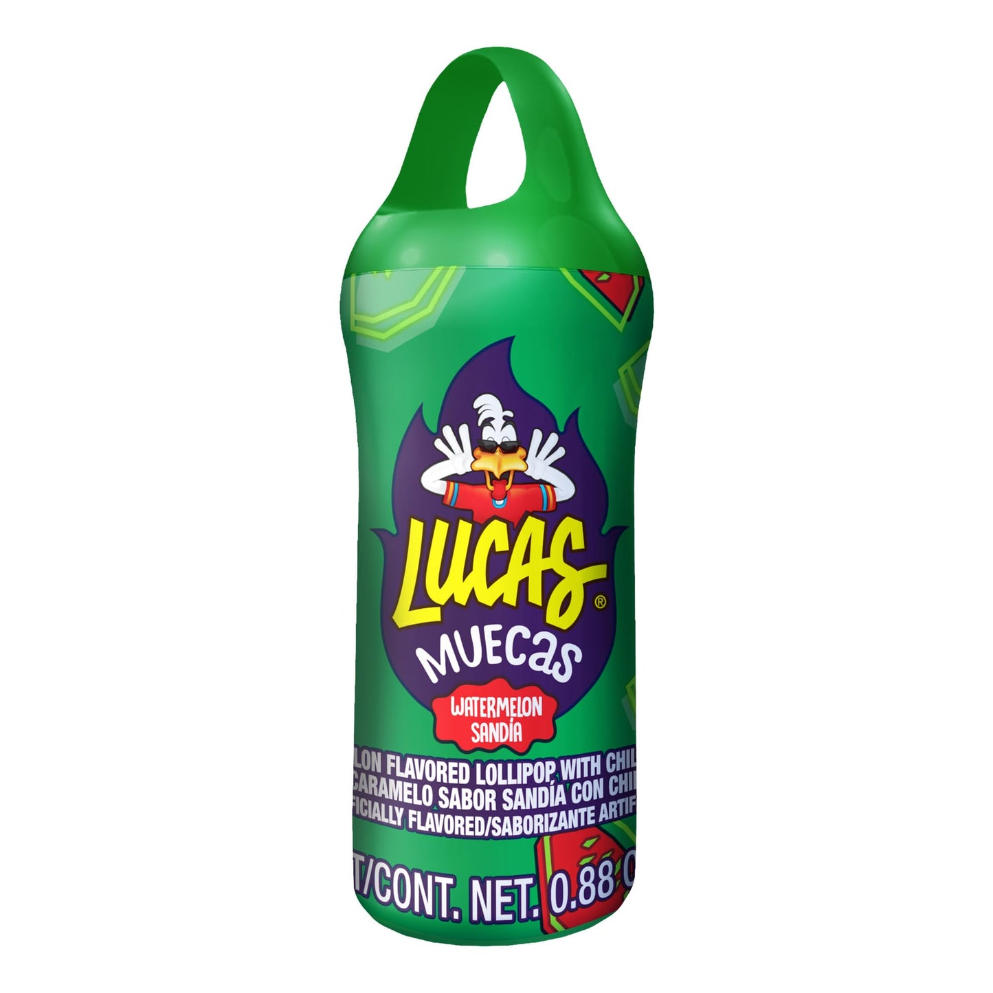 Lucas Muecas Lollipop Watermelon Flavor Candy, 0.96Oz - 10 Pieces Pack For Treats, Snack, Parties, Piatas