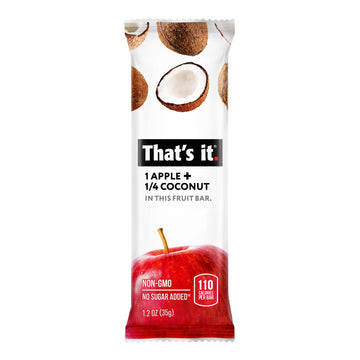 Thats it. Apple + Coconut 100% Natural Real Fruit Bar, Best High Fiber Vegan, Gluten Free Healthy Snack, Paleo for Children & A