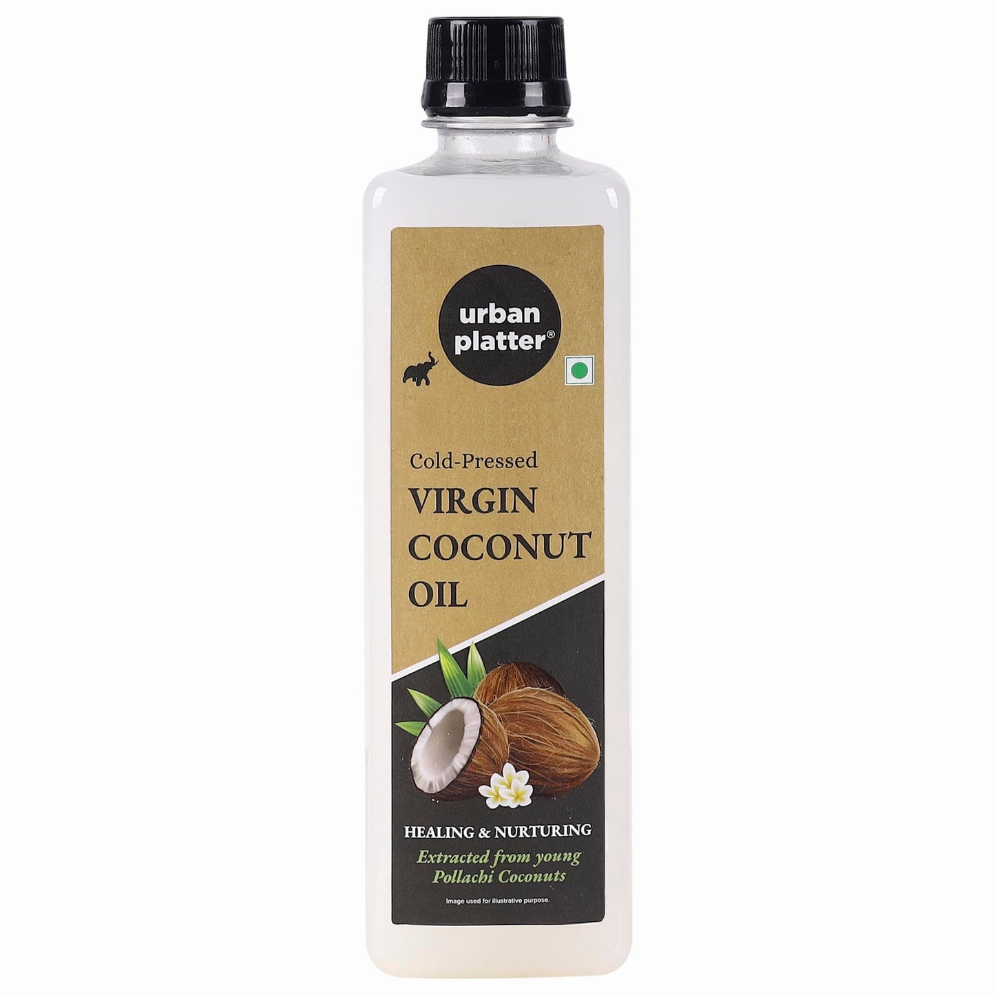 Urban Platter Virgin Coconut Oil | 16.91 Fl Oz (500ml) | Cold-Pressed, Unrefined & Edible | Pure Coconut Oil with Natural Aroma