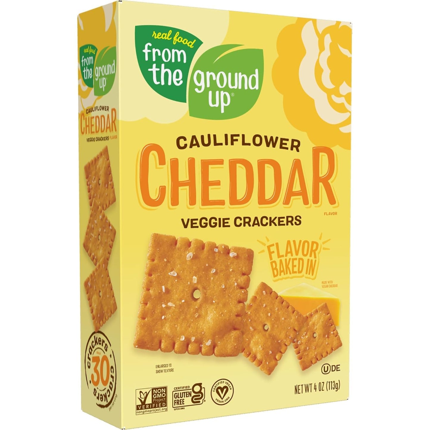 Real Food From the Ground Up Cauliflower Cheddar Crackers (Pack of 6)