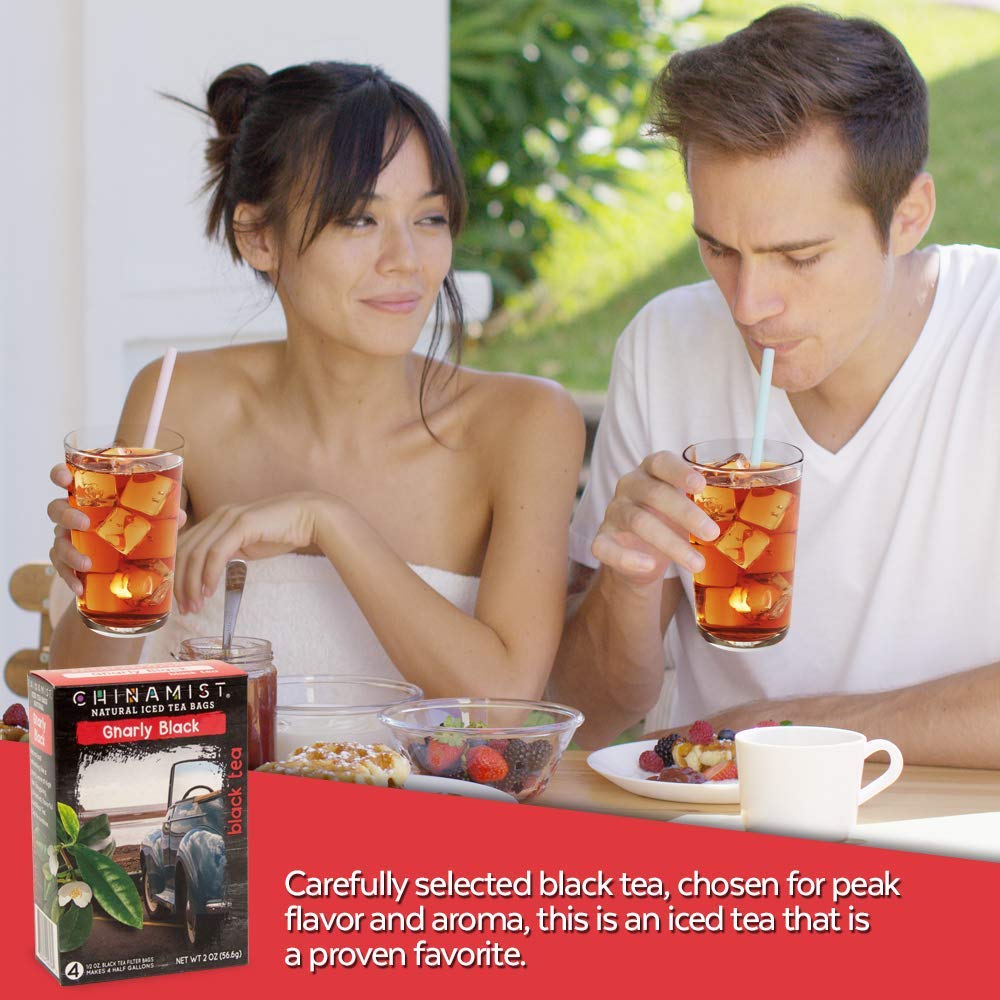 CHINAMIST Gnarly Black Tea Infusion - 4 Count - Each Bag Yields 1/2 Gallon - Refreshing Iced Tea