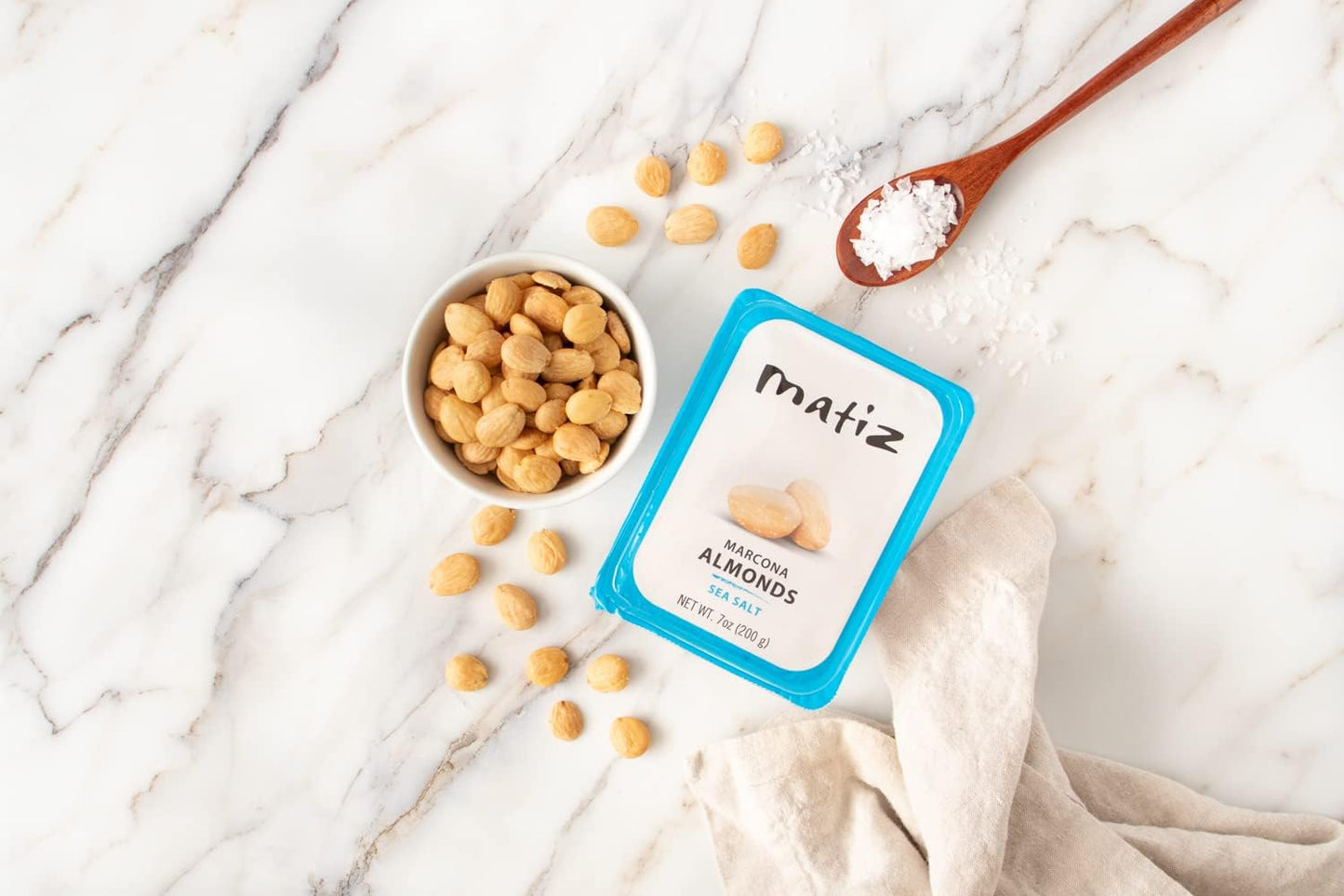 Matiz Marcona Almonds with Sea Salt, 4 Pack (400g) - Natural, Artisanal Spanish Snack, Perfect for Healthy Eating
