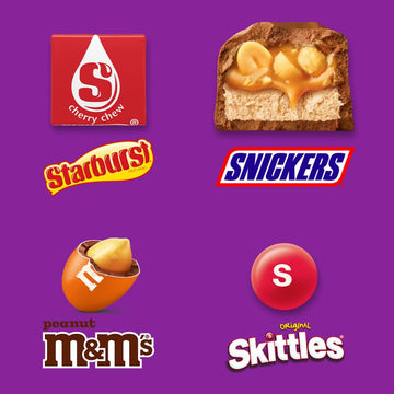 M&MS Peanut, SNICKERS, STARBURST & SKITTLES Fun Size Individually Wrapped Halloween Candy Variety Pack, 19.44 oz Bulk Candy Bag