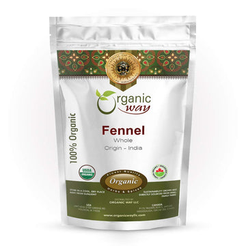 Organic Way Fennel Seed Whole - Raw, Vegan, Non-GMO, Gluten Free - 1/2 Pound - USDA Certified - Origin: India