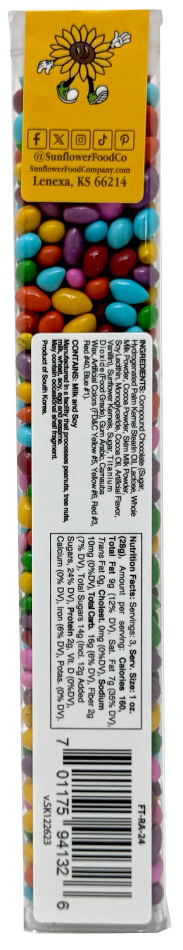Sunflower Food Company Chocolate Covered Sunflower Seeds - Multicolored Candy Coated - 3 Ounce Pack of 3