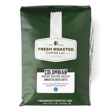 Fresh Roasted Coffee, Unroasted Water Processed Decaf Colombian, Kosher, 5 Pound