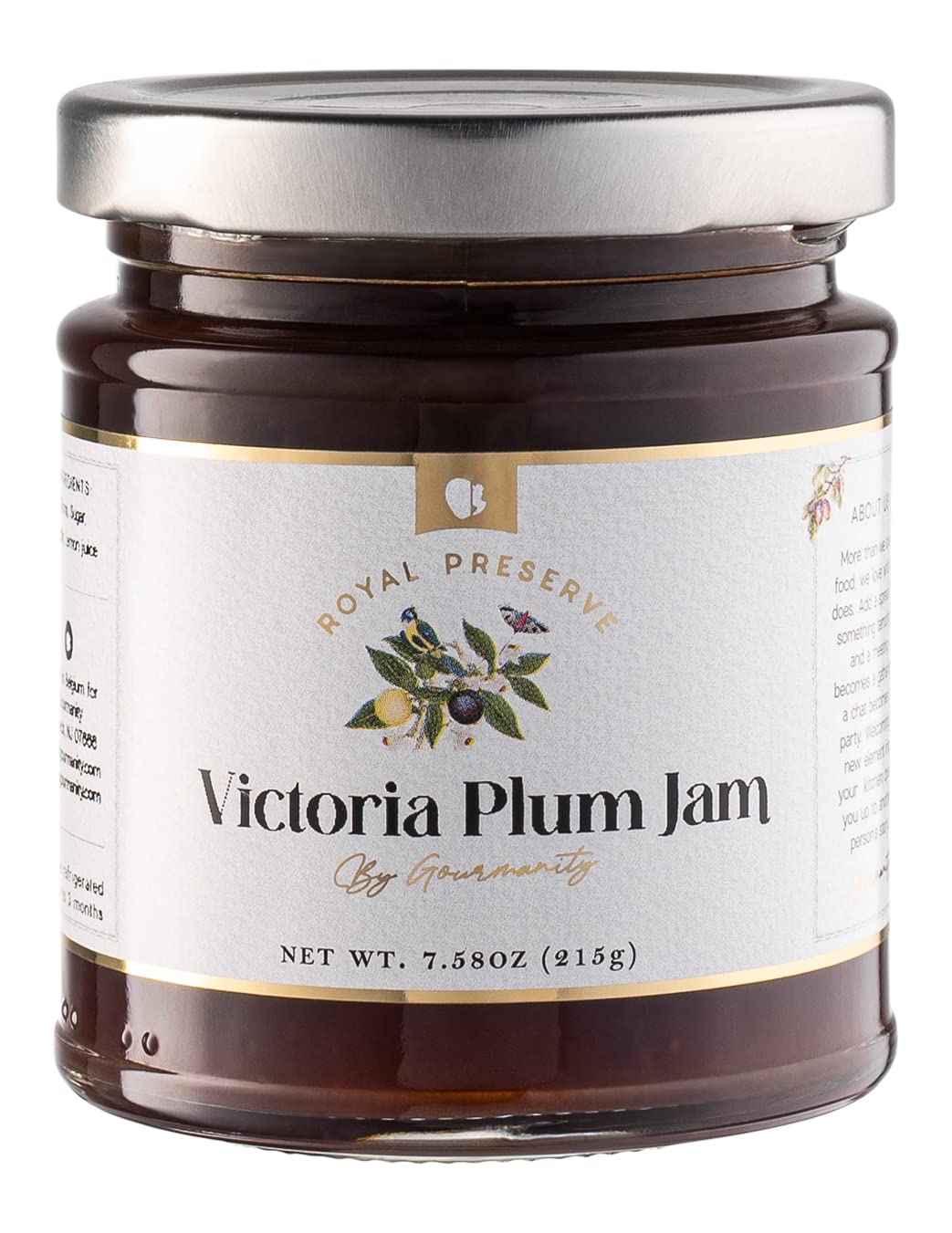 Gourmanity Victoria Plum Jam, Sweet and Flavorful, Delicious Plum Preserves, Great on Toast and Scones, High Fruit Content, Non