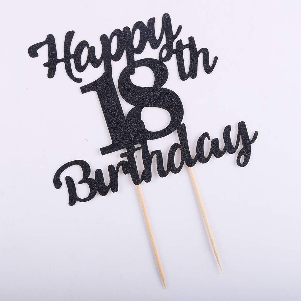 Lveud 18Th Birthday Cake Topper For Happy Birthday, 18 Black Flash 18Th Cake Topper,Happy Birthday Cake Topper Cake Ornament (18Th)
