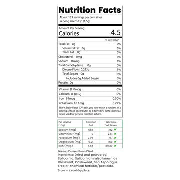 Green Salicornia Salt - Low Sodium Salt Substitute | Salicornia Powder (200Gms/7.05 Oz) | Plant Based Salt, Vegan | 100% Natural