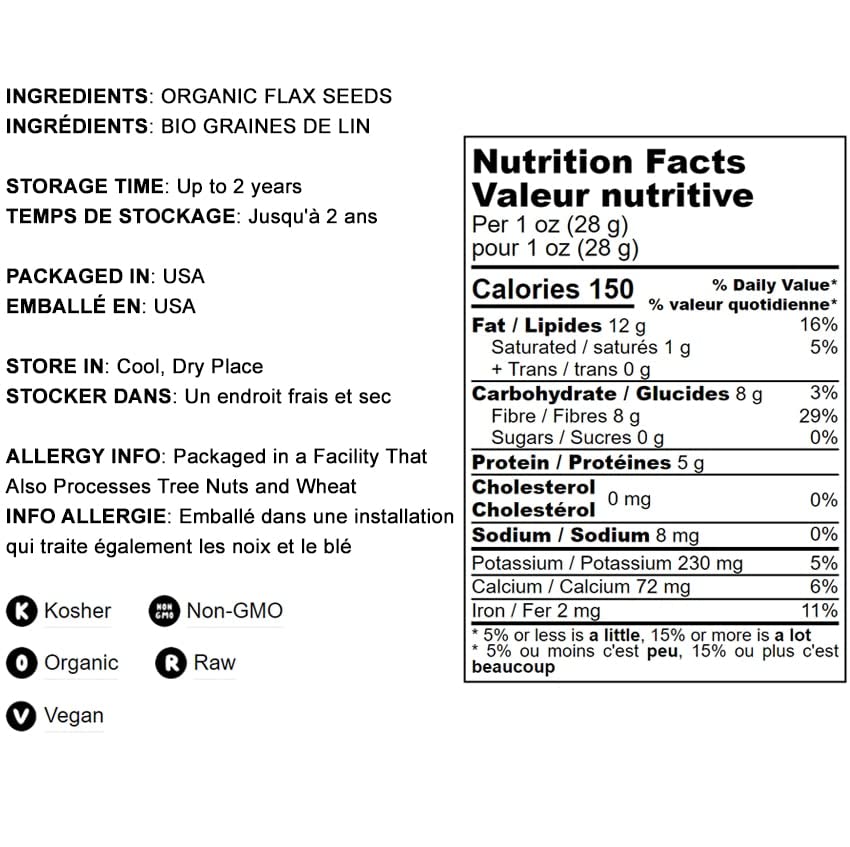 Food To Live Organic Brown Flax Seeds, 15 Pounds - Whole Raw Flaxseeds, Non-Gmo, Unroasted, Dried, Kosher, Vegan. Rich In Omega-