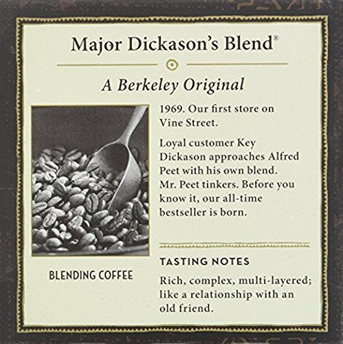 Peets Coffee Major Dickason Blend Single Cup Coffee, 40 Count for Keurig K-Cup malt-inspired