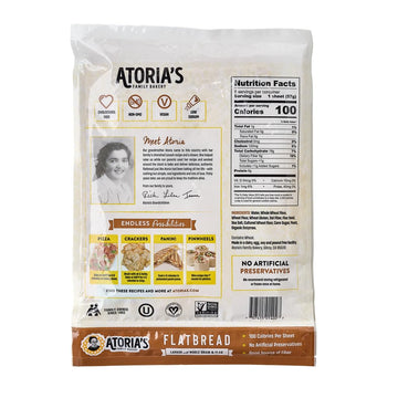 Atoria'S Family Bakery Whole Grain & Flax Lavash Flatbread 10-Packs Of 5 Sheets (50 Sheets)