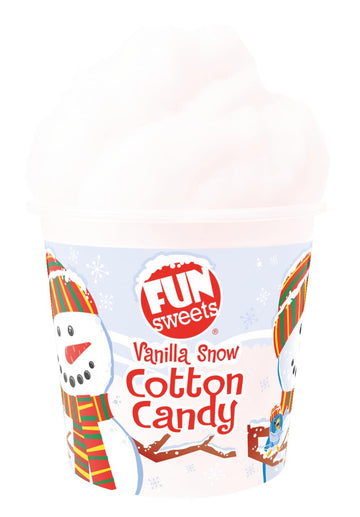 Fun Sweets Vanilla Snow Cotton Candy 2-Pack – Dye-Free White Cotton Candy (1.5 Oz Tubs) – Christmascandy Gifts & Stocking Stuffers – Holiday Party Favors – Winter Candybuffet