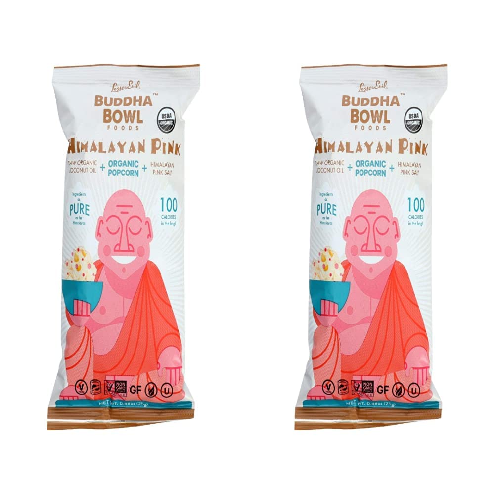 Lesser Evil Popcorn - Organic - Himalayan Pink - .88 Ounce - Case Of 18, United States, 18 Count (Pack Of 2)