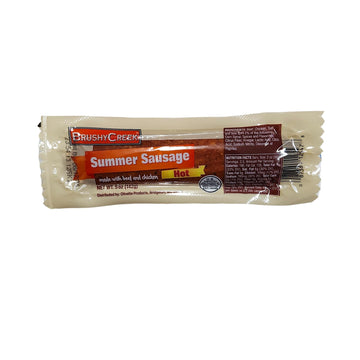 Brushy Creek Summer Sausage, Hot Flavor, 5oz - 3 Pack, Perfect for Snacking, BBQs & Parties, Savory Meat Treat