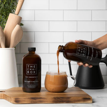 The Chai Box - Sweetened Chai Tea Concentrate - Vegan, Gluten Free, All Natural Ingredients, Black Tea, W/Cinnamon & Cardamom -