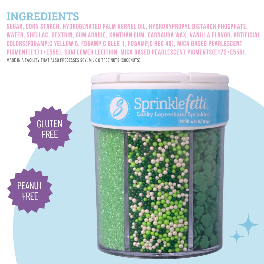 Sweets Indeed Shamrock Sprinkles, St. Patricks Day, Edible Sprinkle Mix, Green Jimmies, Perfect For Cake Decorations, Baking, Ic
