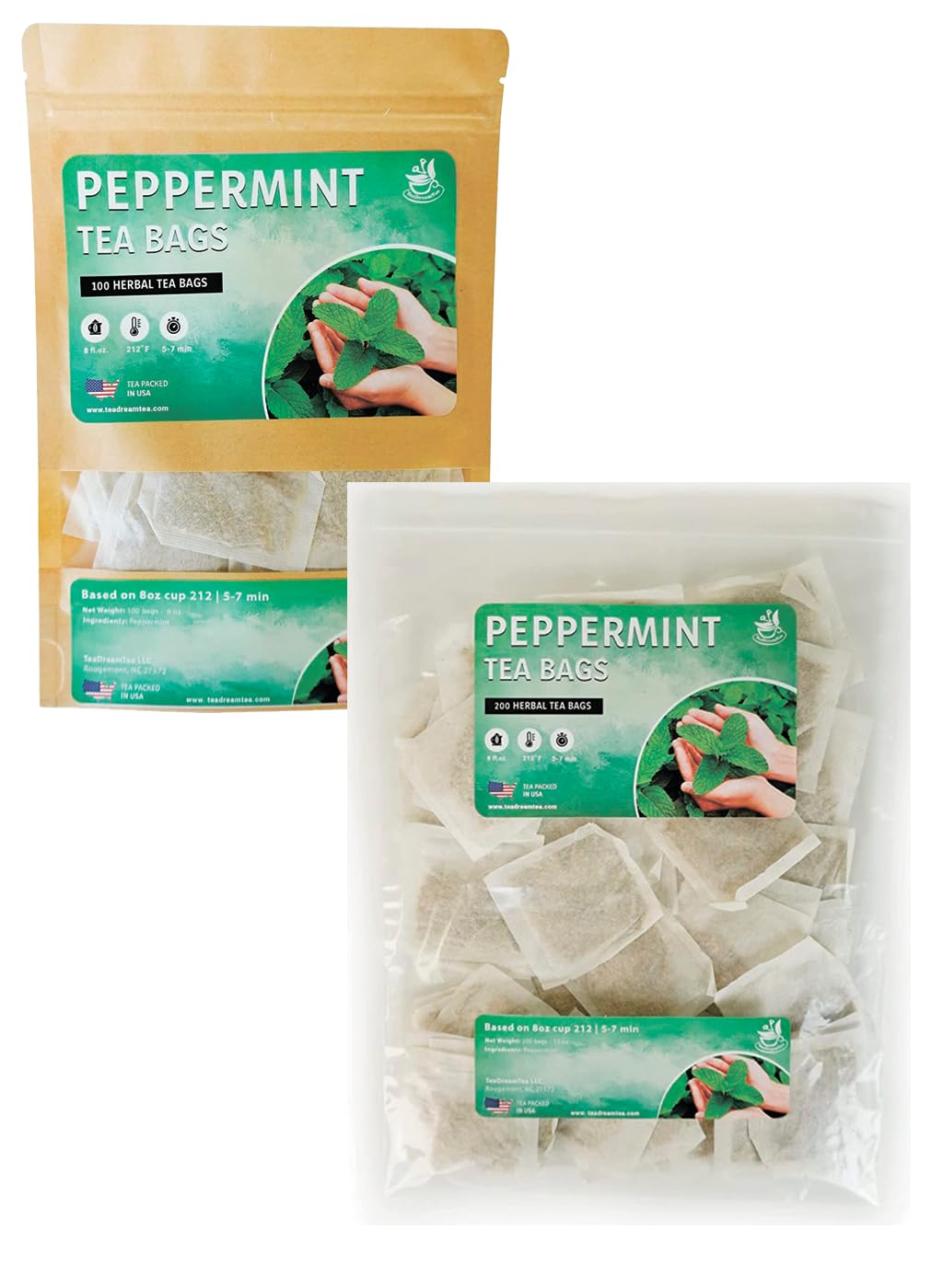 Teadreamtea Peppermint Tea - Mint Tea Bags - Alleviates Digestive Discomfort | Herbal Tea - Aromatic & Energy Blend Free - Bulk (300 Teabags)