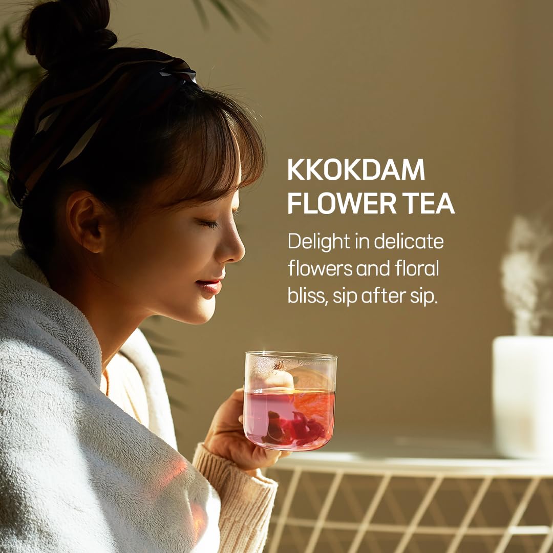 KKOKDAM Tea Gift Set - Flower Tea Stick Variety Pack - Loose Leaf Tea, Blooming Tea Flowers, Korean Tea Set, Unique Tea Gifts, F
