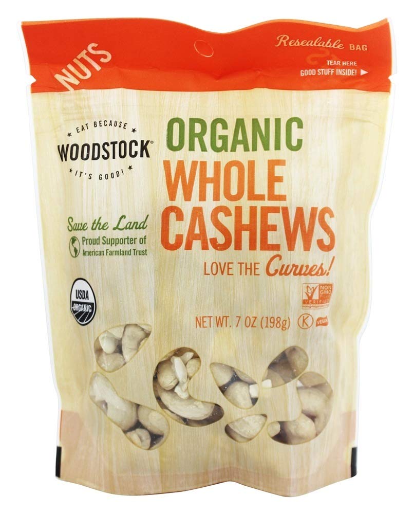 Woodstock Farms Organic Large Whole Raw Cashew 7 Ounce - 8 Per Case.