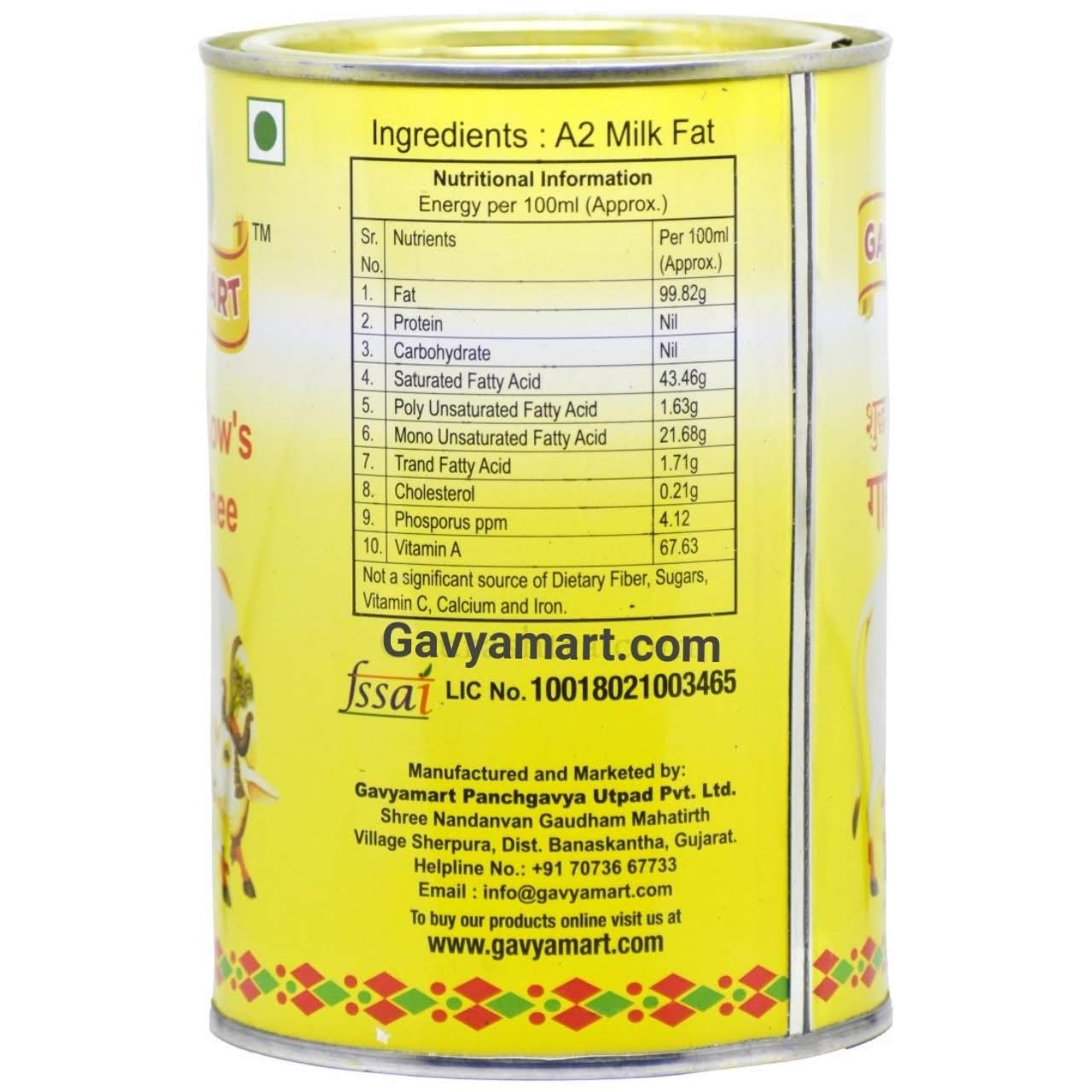 Gavyamart Indian A2 Cow Ghee 100% Pure Non GMO - Made of kankrej Organic Cow Ghee (1L)