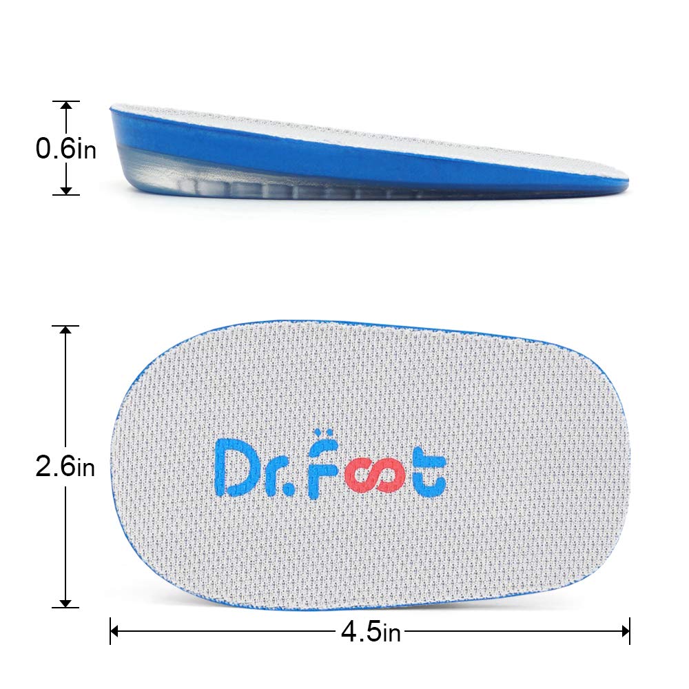 Dr. Foot'S Height Increase Inserts, Gel Heel Lift Insoles, Shoe Lifts Insoles For Leg Length Discrepancies (0.6'' Height)