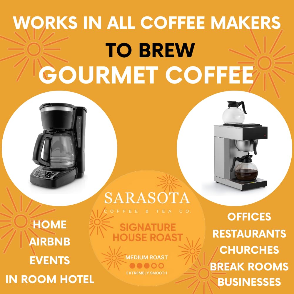Sarasota Coffee Ground Packets | Gourmet Medium Roast Bulk Coffee Packs | Breakfast Blend | Low Acid Mold Free Singles Individua