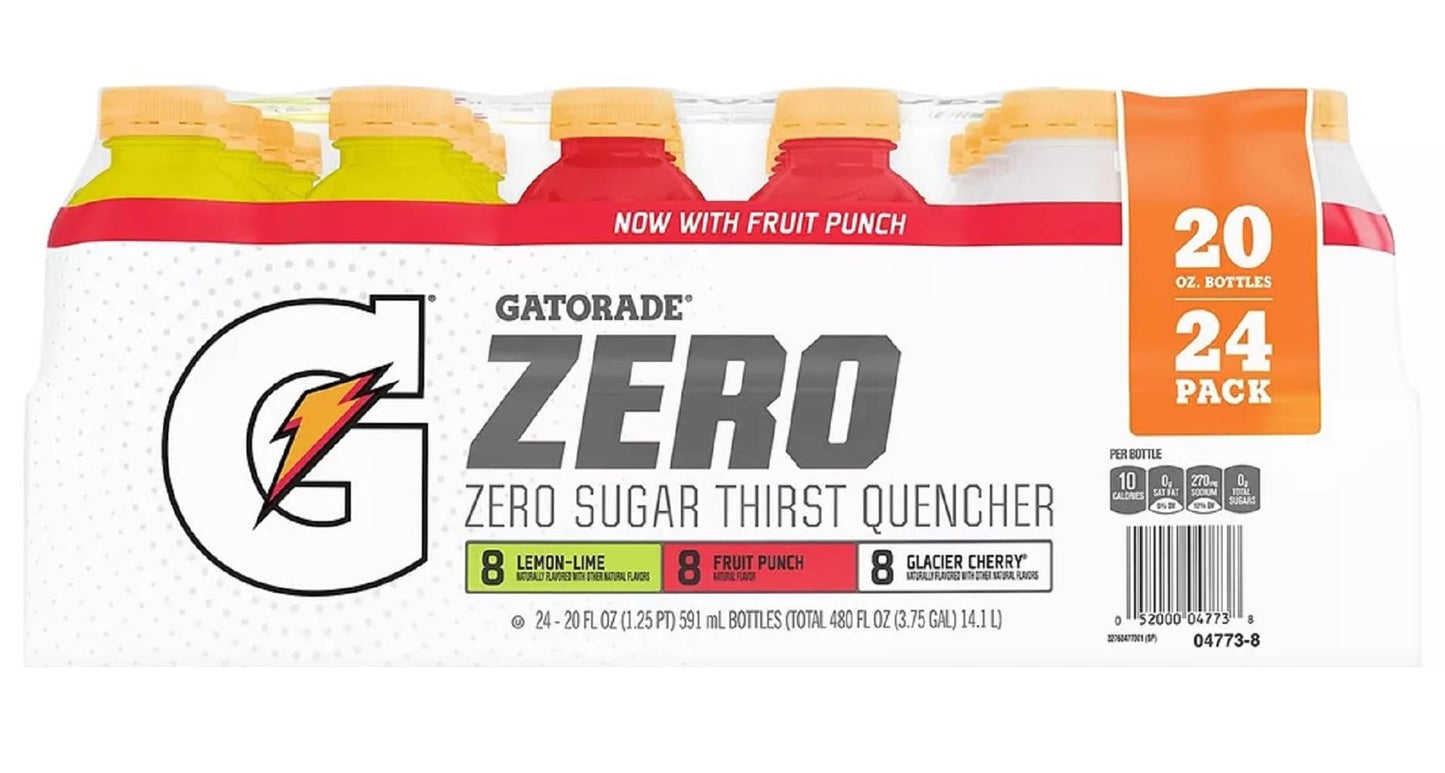 Gatorade Zero Thirst Quencher Variety Pack, 20 Fl Oz (Pack of 24)