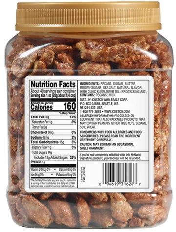 Kirkland Signature Praline Pecans, 2.5 Lbs. Item 1209607. Bundle With Moralza Silicone Collapsible Cup 200Ml - 2 Items.